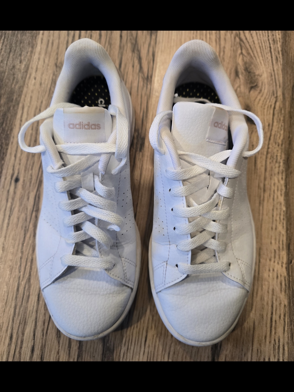 adidas Women's White Leather Lace-Up Sneakers with Subtle Pink Logo